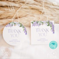 Lilac Bridal Shower favors | Floral Gift Tags Template