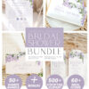Lilac Bridal Shower Invitations Bundle Template | Purple Bridal Shower Bundles Stationery Card Sign + 50 Bridal Games Printable