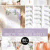 Lilac Bridal Shower Invitations Bundle Template | Purple Bridal Shower Bundles Stationery Card Sign + 50 Bridal Games Printable