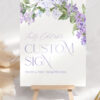 Lilac Purple Custom Sign Template | Purple Floral Personalized Wedding Shower Sign