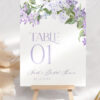 Table Number Cards Template | Lilac Purple Floral Table Numbers Printable