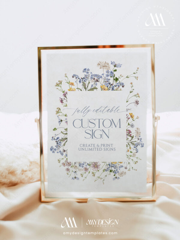 Wildflower Bridal Shower Sign Template | Editable Table Signs Printable Download