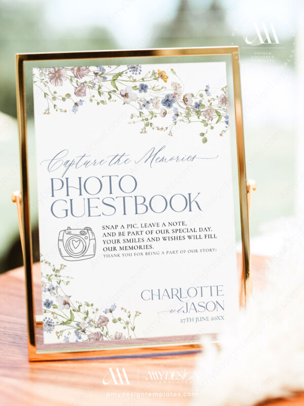 Photo Guest Book Sign Template | Wildflower Wedding Photo Guestbook Sign Printable