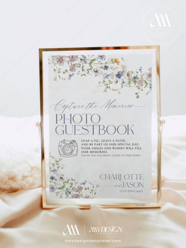 Photo Guest Book Sign Template | Wildflower Wedding Photo Guestbook Sign Printable