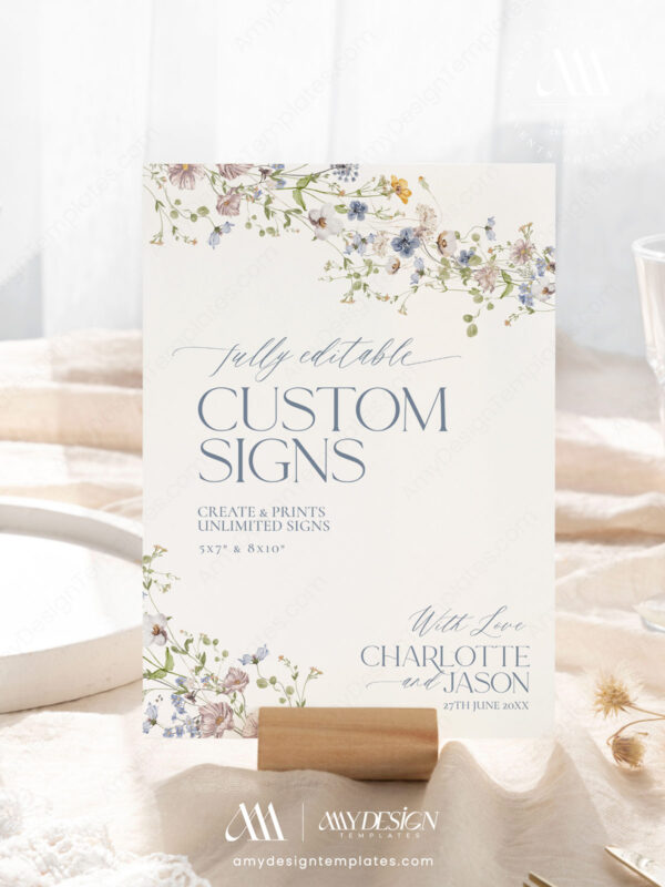 Wildflower Wedding Signage Bundles Template Printable | Spring Garden Reception Signs Wildflower Wedding Signage Bundles Template Printable - Custom Signs