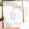 Wildflower Table Number Card Template | Elegant Table Numbers Printable Editable