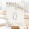 Elegant Wildflower Wedding Bundle Template | 50+ Templates for Invitations, Signage & Reception Wildflower Table Number Card Template | Elegant Table Numbers Printable Editable