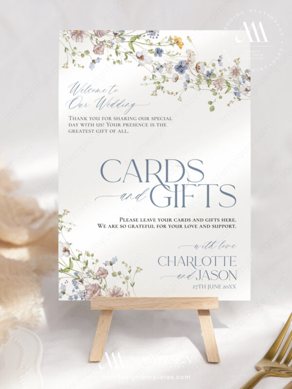 Wildflower Wedding Card and Gift Table Sign Template | Gift Table Sign Printable Download