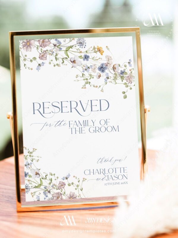 Wildflower Wedding Reserved Seat Sign | Printable Reserved Sign Template