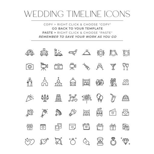 Wedding Timeline Icons