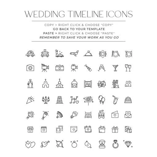 Wedding Timeline Icons