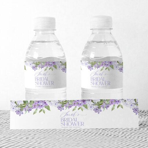 Water Bottle Labels Template | Lilac Bridal Shower Label Template