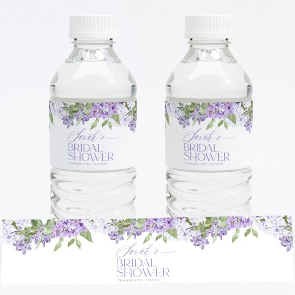 lilac floral water bottle label