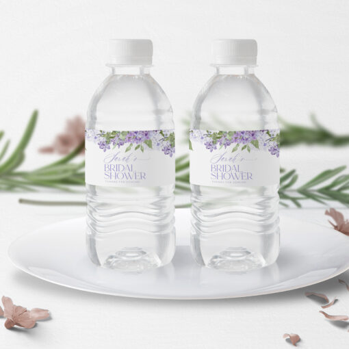 Water Bottle Labels Template | Lilac Bridal Shower Label Template