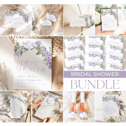 lilac bridal shower invitations bundle