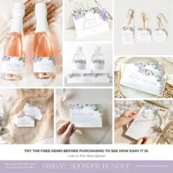 lilac bridal shower invitations bundle