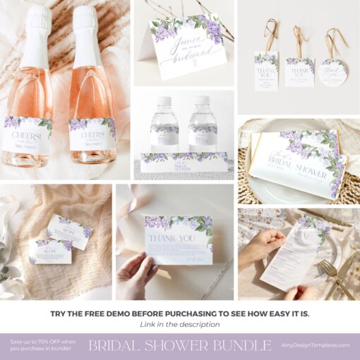 Bridal Shower Bundle | Lilac Bridal Shower Invitation Bundle