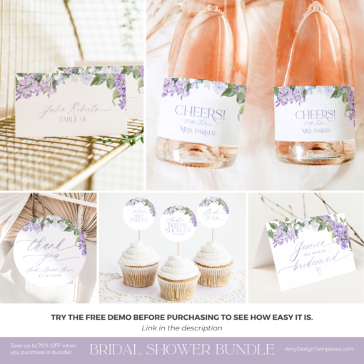 Bridal Shower Bundle | Lilac Bridal Shower Invitation Bundle