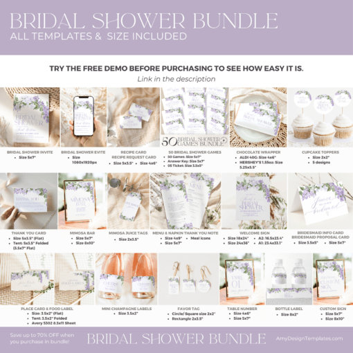 Bridal Shower Bundle | Lilac Bridal Shower Invitation Bundle