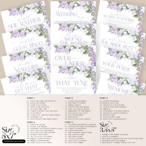 Bridal Shower Games Templates | Lilac Bridal Shower Templates