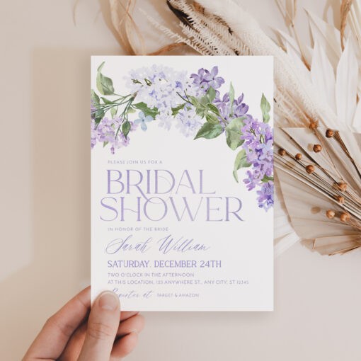 Purple Bridal Shower Invitations Template