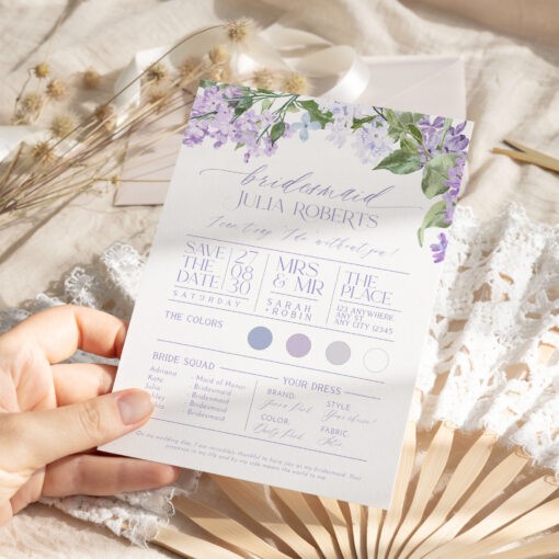 Bridesmaid Info Card Template Bridesmaid Proposal Card Template - Image 3