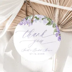floral wedding tag purple