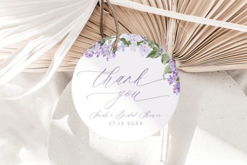 Lilac Bridal Shower Favors | Floral Gift Tags Template