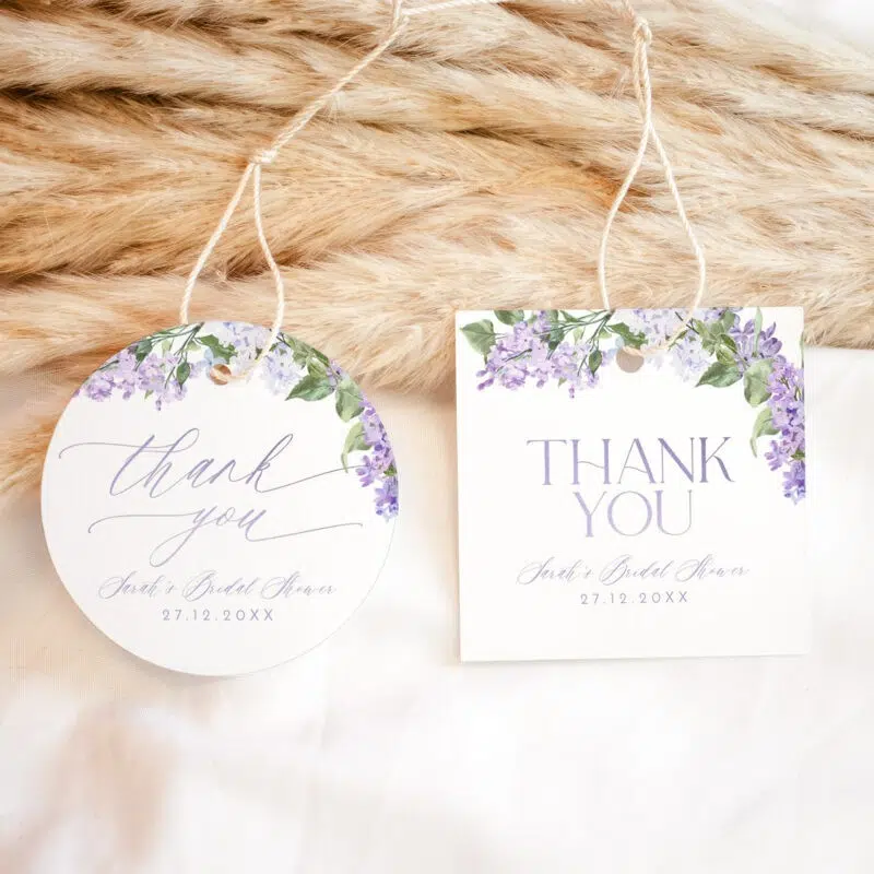bridal shower gift tag lilac