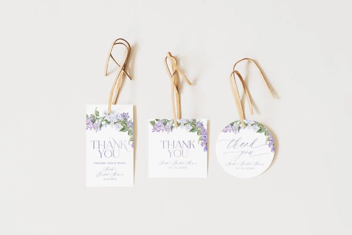 printable purple thank you tag
