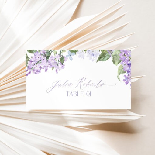 Place Card Template Lilac Bridal Shower Template for Place Cards