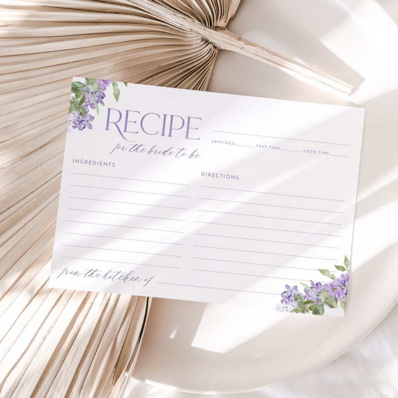 lilac flower recipe card download