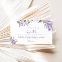 Recipe Card Template | Lilac Bridal Shower Recipe Card