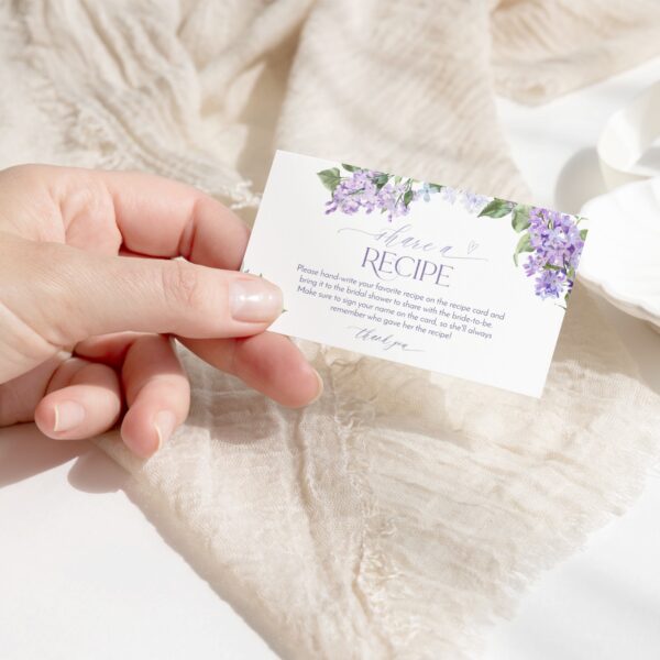 bridal shower recipe request card