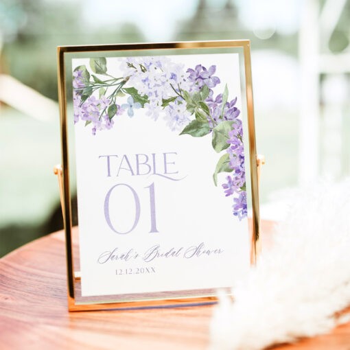 Printable Table Numbers | Lilac Bridal Shower Floral table numbers