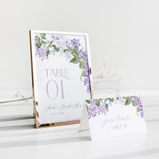 Printable Table Numbers | Lilac Bridal Shower Floral table numbers