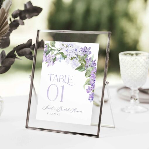 Printable Table Numbers | Lilac Bridal Shower Floral table numbers