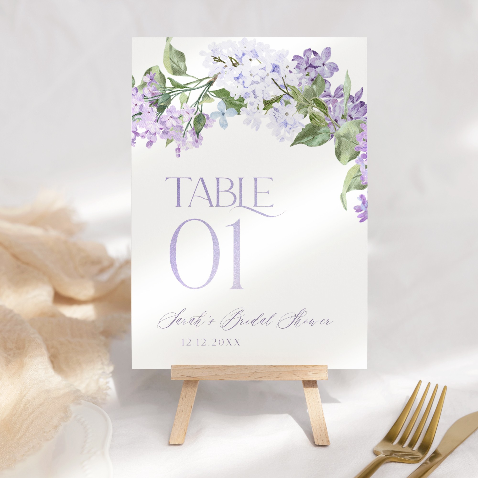 Printable Table Numbers | Lilac Bridal Shower Floral table numbers