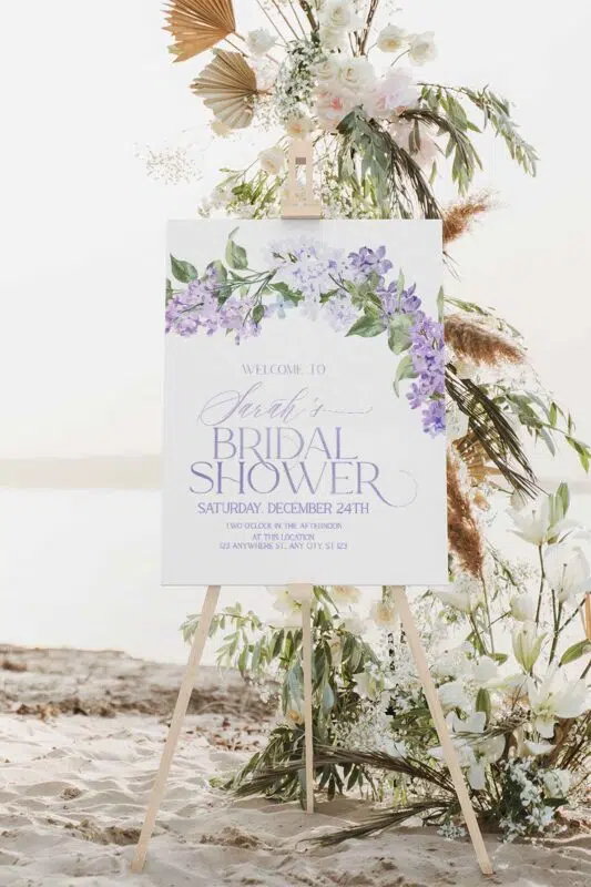bridal shower welcome sign printable purple welcome sign