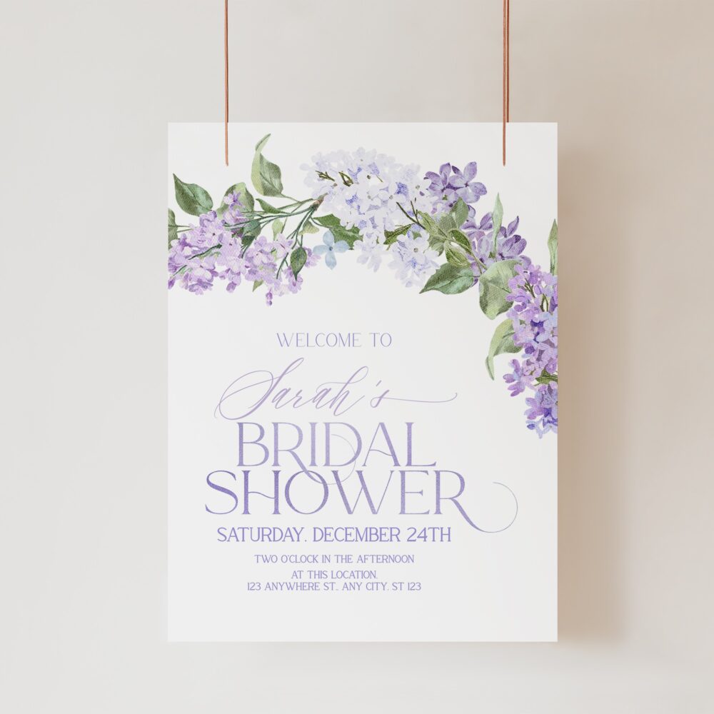 lilac floral wedding welcome
