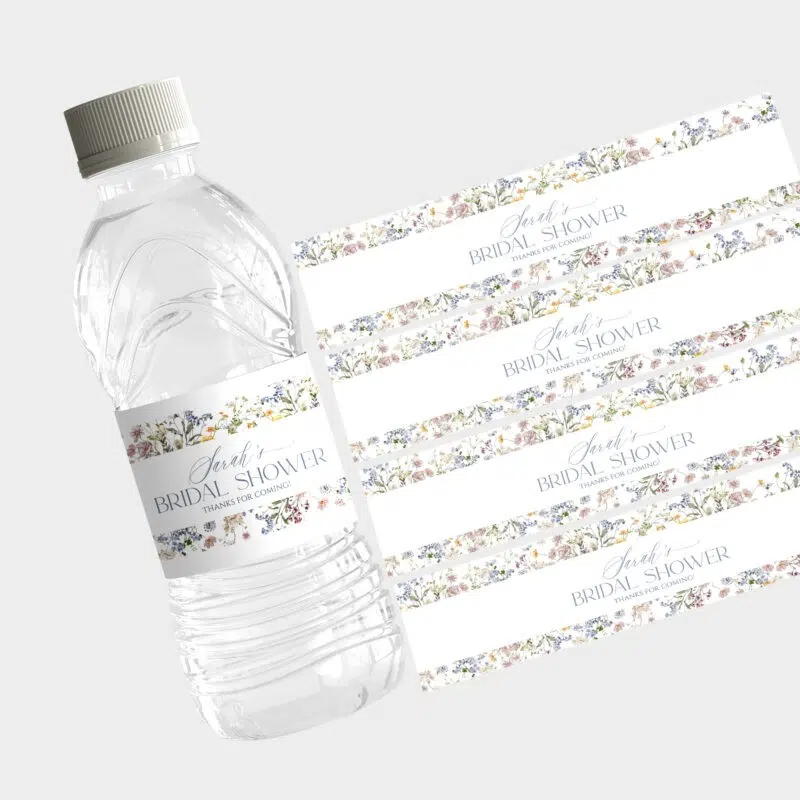 Wildflower Bridal Shower Water Bottle Labels