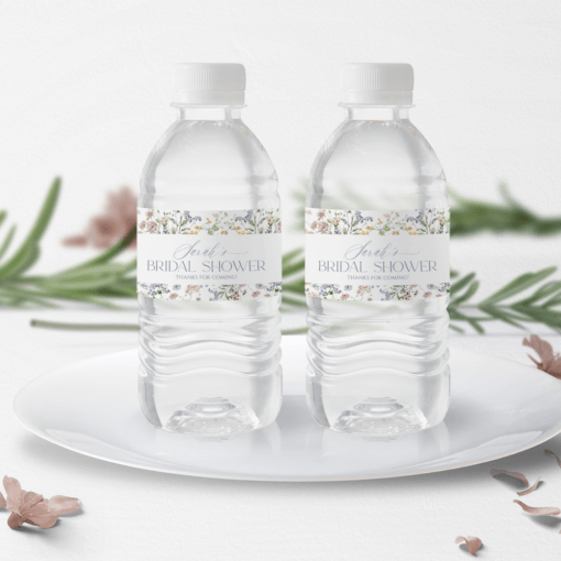 Wildflower Bridal Shower Water Bottle Labels