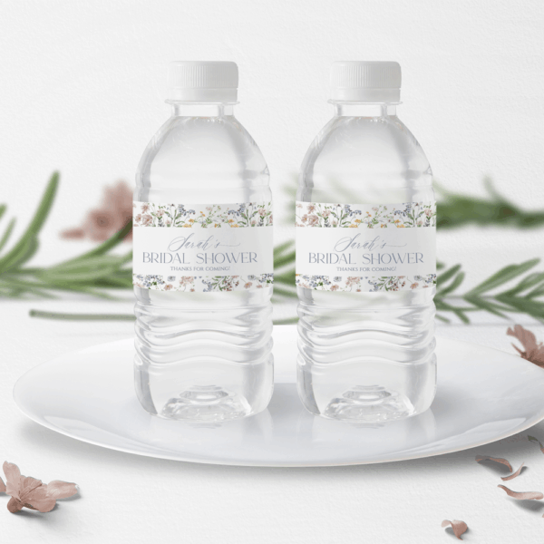 Water Bottle Labels Template, Wildflower Bottle Water Labels Template