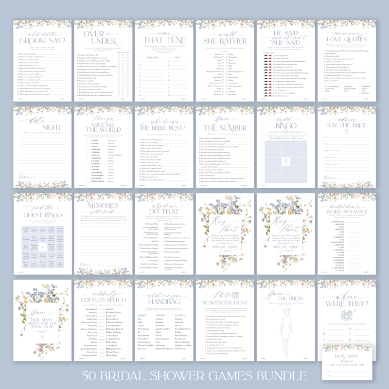 Wildflower Bridal Shower Games Templates