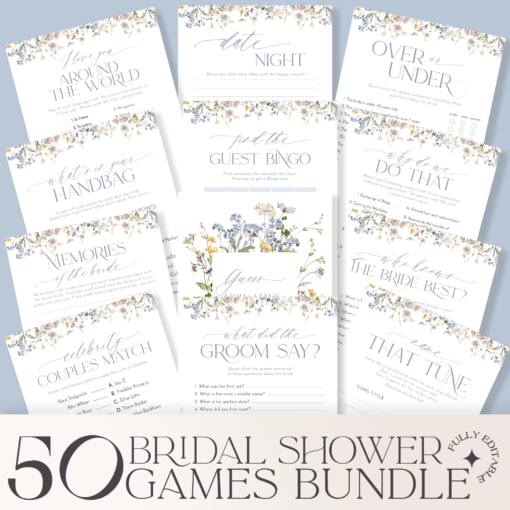 Wildflower Bridal Shower Games Templates