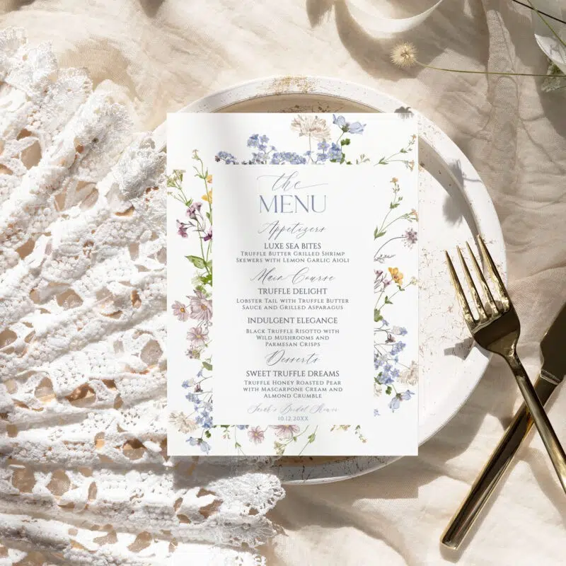 Wildflower Bridal Shower Brunch Menu Template