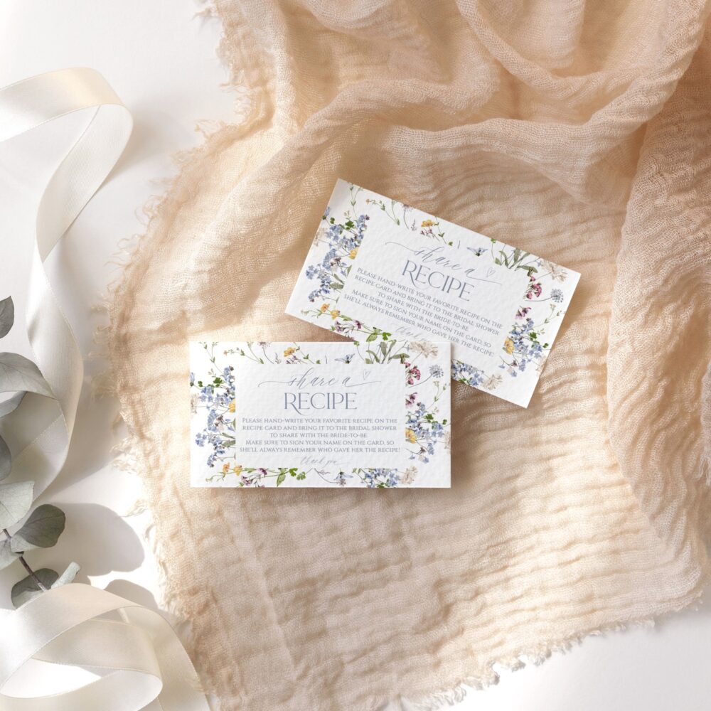 Wildflower Bridal Shower Recipe Card Template