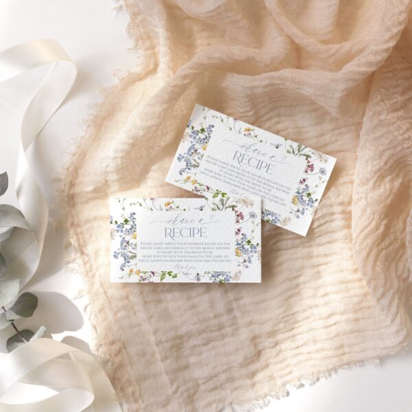 Wildflower Bridal Shower Recipe Card Template