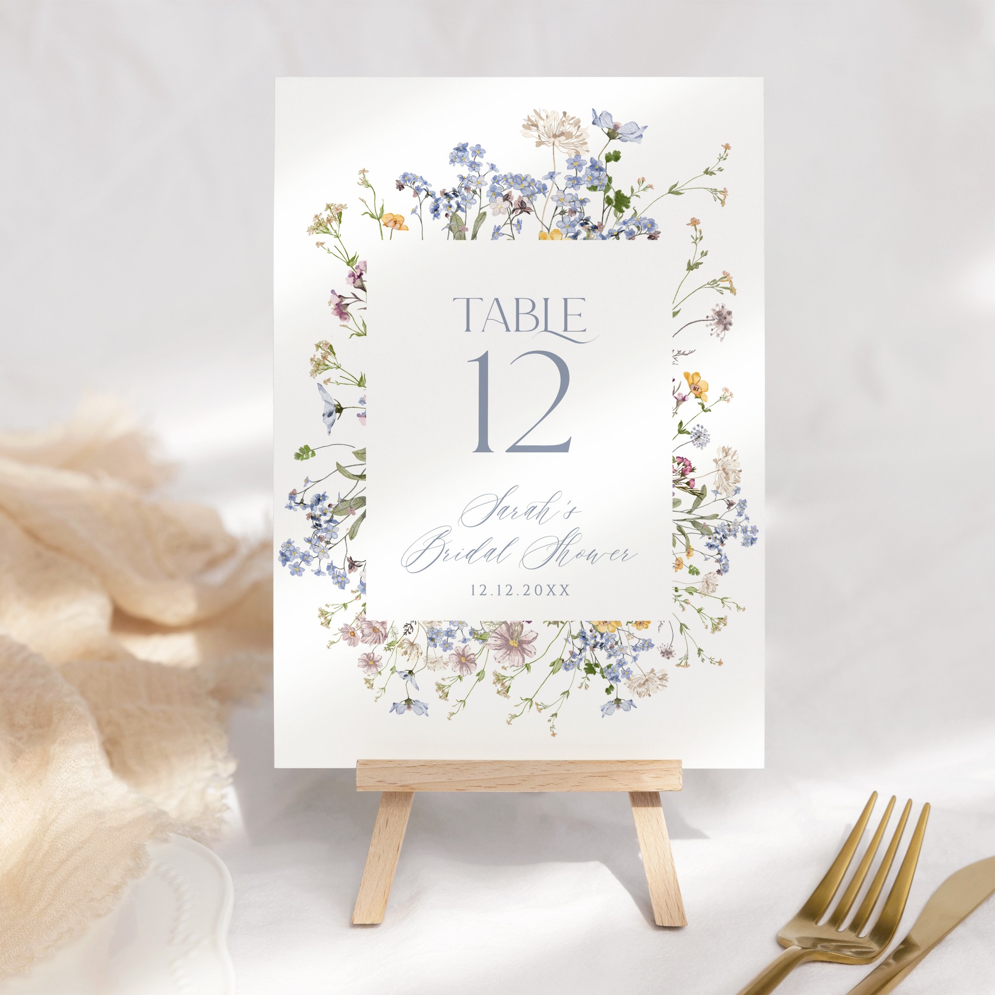 Wildflower Table Number Card Template