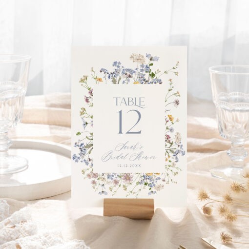 Wildflower Table Number Card Template